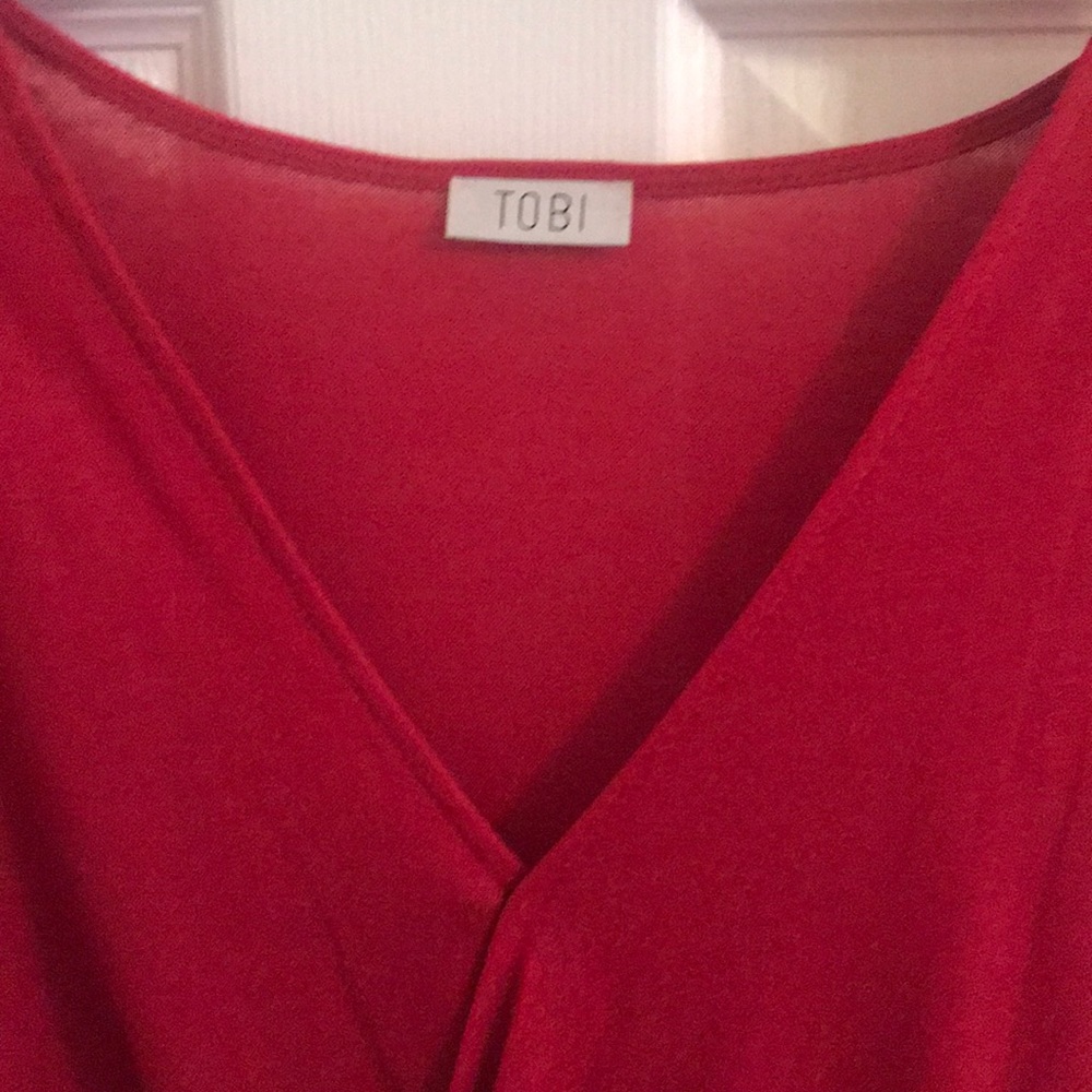 Toni Red Surplice Top - Picture 2 of 3